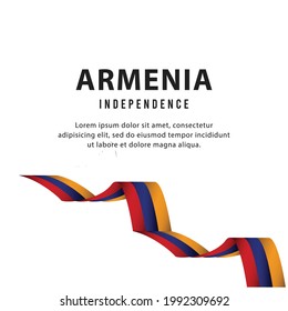 Armenia flag state symbol isolated on background national banner. Greeting card National Independence Day of the Republic of Armenia. Vector Illustration