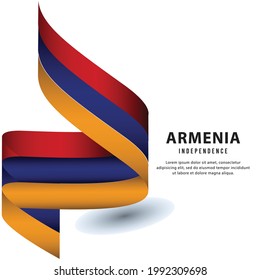 Armenia flag state symbol isolated on background national banner. Greeting card National Independence Day of the Republic of Armenia. Vector Illustration