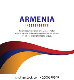Armenia flag state symbol isolated on background national banner. Greeting card National Independence Day of the Republic of Armenia. Vector Illustration