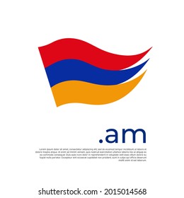 Armenia flag. Stripes colors of the armenian flag on a white background. Vector design national poster with am domain, place for text. Brush strokes. State patriotic banner of armenia, cover