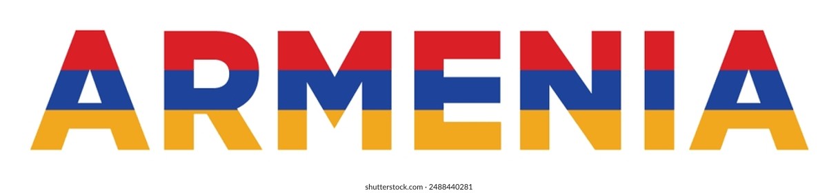 ARMENIA flag text font typography.