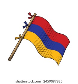 Armenia Flag Vector Illustration in Engraving Technique Drawing