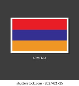 Armenia flag Vector Square Icon on Black Background.