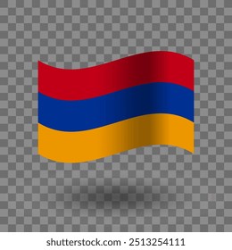 Armenia flag vector. Armenia wavy flag isolated transparent background. Flag of Armenia symbol icon. EPS 10