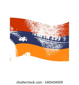 Armenia flag waved design concept. Flags collection textured in grunge style. Image relative to travel and politic themes. Rough jeans texture