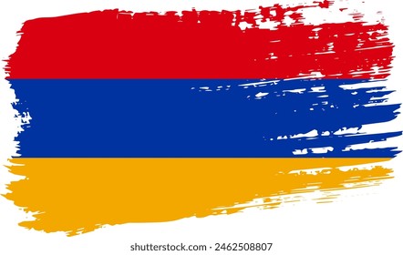 Armenia flag, wide brush stroke on transparent background, vector.