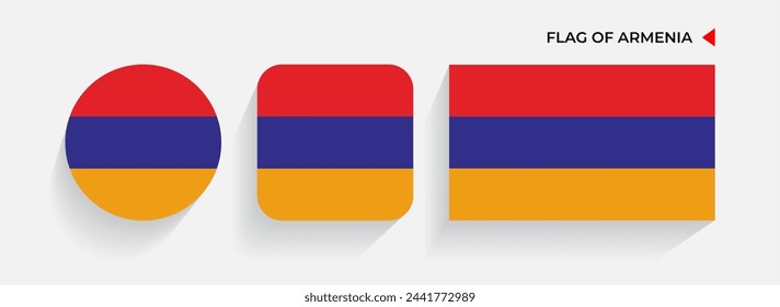 Armenia Banderas dispuestas en forma redonda, cuadrada y rectangular
