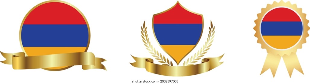 Armenia flags. Symbols of countries map