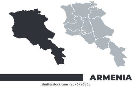 Armenia flat and border outline vector maps