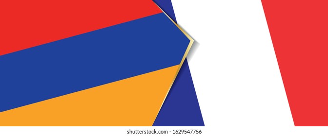 Armenia and France flags, two vector flags symbol of relationship or confrontation.