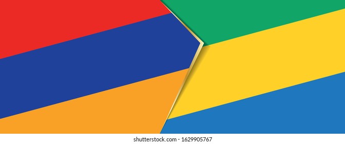 Armenia and Gabon flags, two vector flags symbol of relationship or confrontation.
