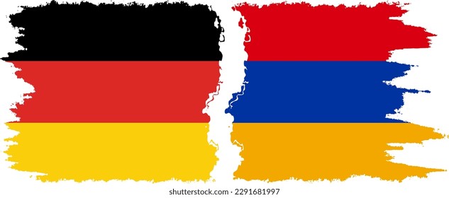 Armenia and Germany grunge flags connection, vector