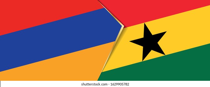 Armenia and Ghana flags, two vector flags symbol of relationship or confrontation.