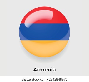 Armenia lustroso bandera nacional burbuja forma redonda icono de ilustración vectorial