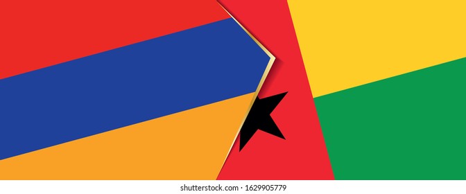 Armenia and Guinea-Bissau flags, two vector flags symbol of relationship or confrontation.