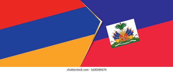 Armenia and Haiti flags, two vector flags symbol of relationship or confrontation.
