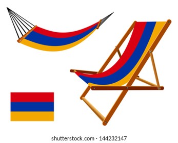 armenia hammock and deck chair set against white background, abstract vector art illustration