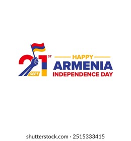 Armenia happy Independence day 21st of September, Armenia National Day, 21th Sep 2024, Armenia national flag country vector icon logo illustration layout designs. Hand holding flag of Armanian