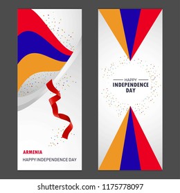 Armenia Happy independence day Confetti Celebration Background Vertical Banner set