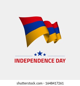 Armenia Happy Independence day greeting card, banner, vector illustration. Armenians holiday 21st of September design element with waving flag as a symbol of independence