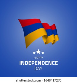 Armenia Happy Independence day greeting card, banner, vector illustration. Armenians holiday 21st of September design element with waving flag as a symbol of independence