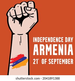 Armenia happy independence day greeting card, banner, horizontal vector illustration. armenian holiday 21st of september design element with flag with curves Premium Vector