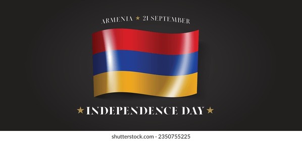 Armenia happy independence day greeting card, banner with template text vector illustration. Armenian memorial holiday 21st of September design element with flag with stripes