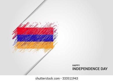 Armenia Happy independence day scribble flag. Hand drawn Country flag on Gray crumbled paper. vintage background wallpaper vector illustration.