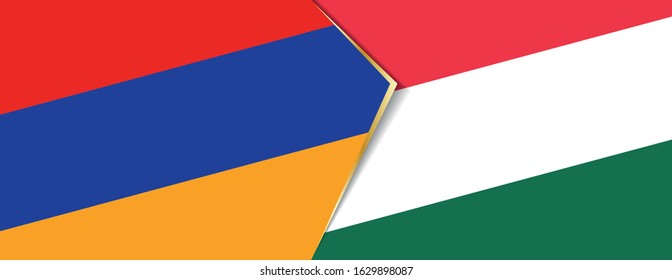 Armenia and Hungary flags, two vector flags symbol of relationship or confrontation.
