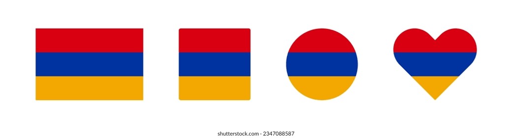 Armenia icon. Armenian flag signs. National badge symbol. Europe country symbols. Culture sticker icons. Vector isolated sign.