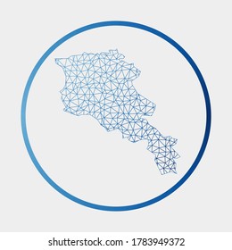 Armenia icon. Network map of the country. Round Armenia sign with gradient ring. Technology, internet, network, telecommunication concept. Vector illustration.