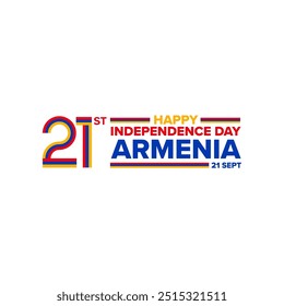 Armenia Independence day 21st of September, Armenia National Day, 21th Sep 2024, Armenia national flag country vector icon logo illustration layout designs. red blue yellow strips Armenia