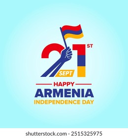 Armenia Independence day 21st of September, Armenia National Day, 21th Sep 2024, Armenia national flag country vector icon logo illustration layout designs. hand power holing Armania flag