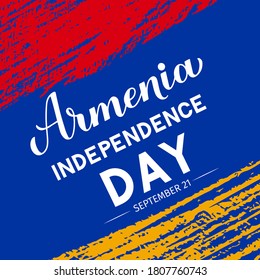 Armenia Independence Day calligraphy hand lettering. Armenian holiday celebrated on September 21. Vector template for typography poster, banner, greeting card, flyer, etc.