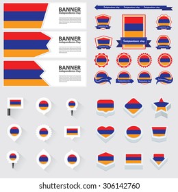 armenia independence day, infographic, and label Set.