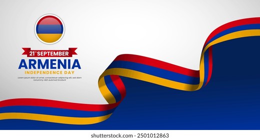 Armenia independence day ribbon flag copy space background