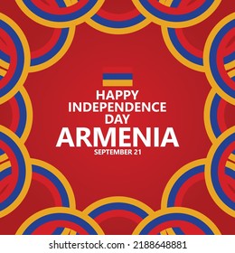 Armenia independence day vector template with ribbon flags. Asian or European country public holiday celebrated annually on September 21.