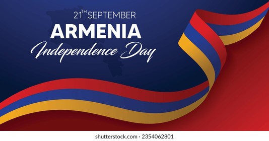 Armenia independence day waving flag vector background with map