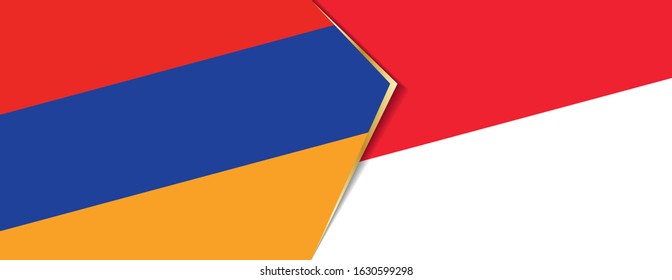 Armenia and Indonesia flags, two vector flags symbol of relationship or confrontation.
