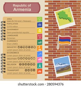 Armenia  infographics, statistical data, sights. Vector illustration