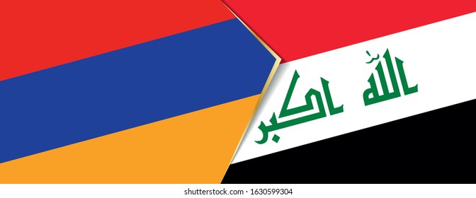 Armenia and Iraq flags, two vector flags symbol of relationship or confrontation.
