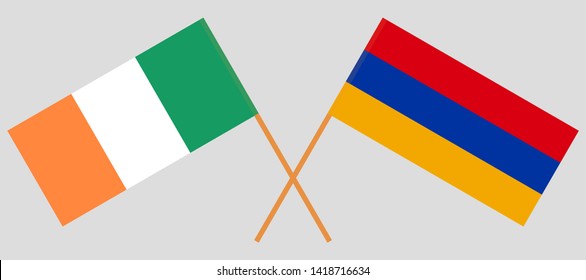 Armenia and Ireland. Crossed Armenian and Irish flags