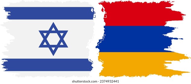 Armenia and Israel grunge flags connection, vector