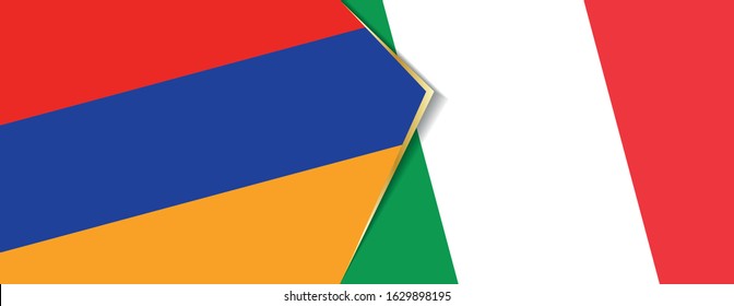 Armenia and Italy flags, two vector flags symbol of relationship or confrontation.