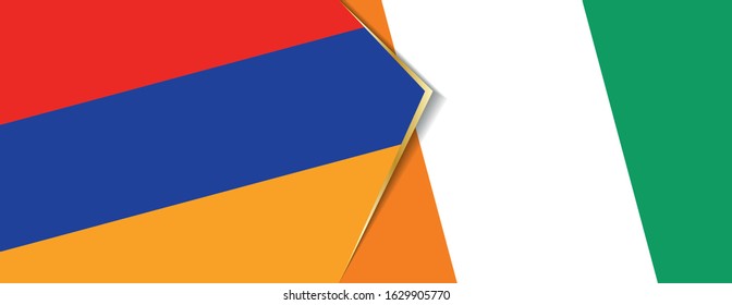 Armenia and Ivory Coast flags, two vector flags symbol of relationship or confrontation.