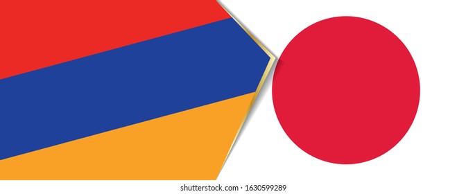 Armenia and Japan flags, two vector flags symbol of relationship or confrontation.