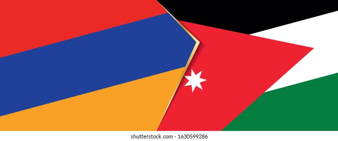 Armenia and Jordan flags, two vector flags symbol of relationship or confrontation.