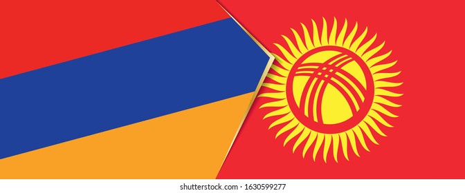 Armenia and Kyrgyzstan flags, two vector flags symbol of relationship or confrontation.