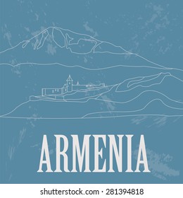 Armenia landmarks. Retro styled image. Vector illustration