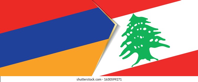 Armenia and Lebanon flags, two vector flags symbol of relationship or confrontation.